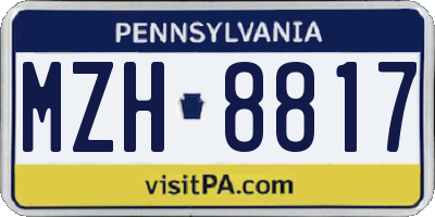 PA license plate MZH8817
