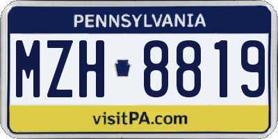 PA license plate MZH8819