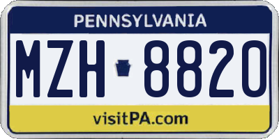 PA license plate MZH8820
