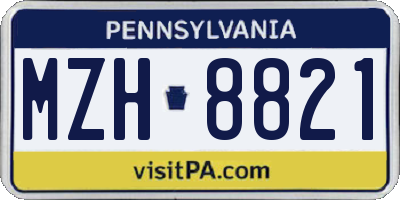 PA license plate MZH8821