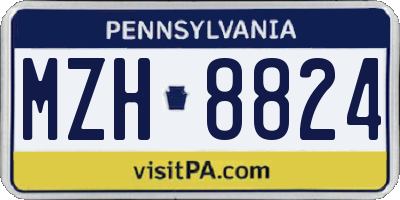 PA license plate MZH8824
