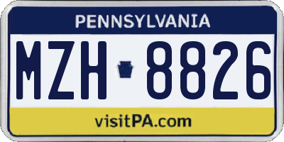 PA license plate MZH8826