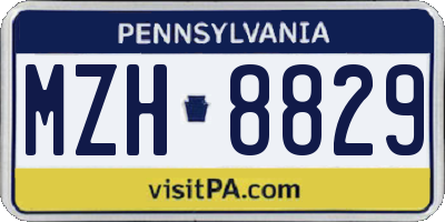 PA license plate MZH8829