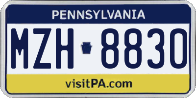 PA license plate MZH8830