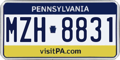 PA license plate MZH8831
