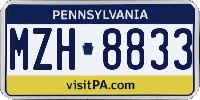 PA license plate MZH8833