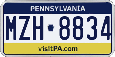 PA license plate MZH8834