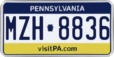 PA license plate MZH8836