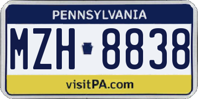PA license plate MZH8838