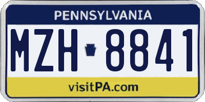 PA license plate MZH8841