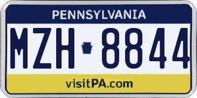 PA license plate MZH8844