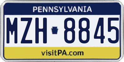 PA license plate MZH8845