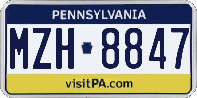 PA license plate MZH8847