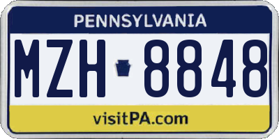 PA license plate MZH8848