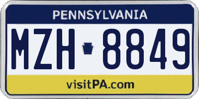 PA license plate MZH8849