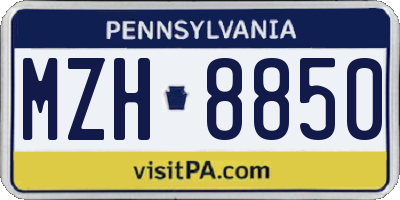 PA license plate MZH8850