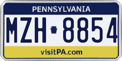 PA license plate MZH8854