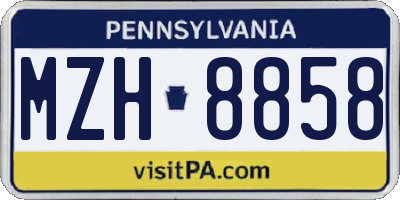 PA license plate MZH8858