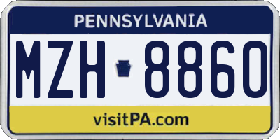 PA license plate MZH8860