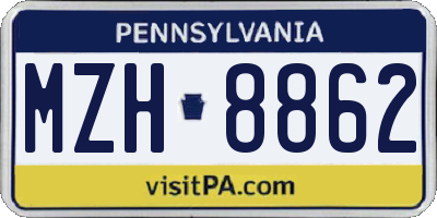 PA license plate MZH8862