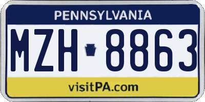 PA license plate MZH8863