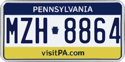 PA license plate MZH8864