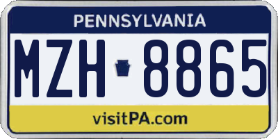 PA license plate MZH8865