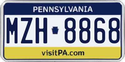 PA license plate MZH8868