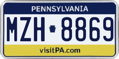 PA license plate MZH8869