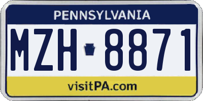 PA license plate MZH8871