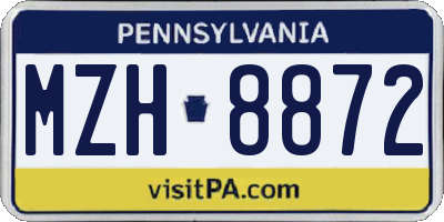 PA license plate MZH8872