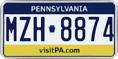 PA license plate MZH8874