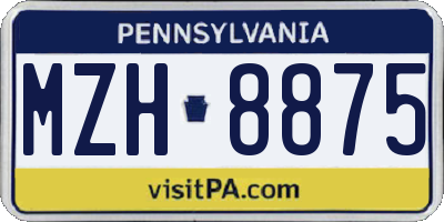PA license plate MZH8875