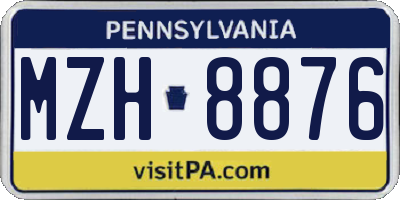 PA license plate MZH8876