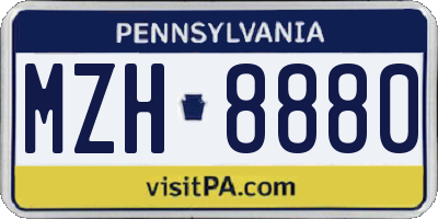PA license plate MZH8880