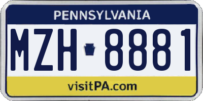 PA license plate MZH8881