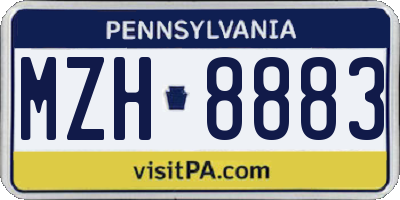 PA license plate MZH8883