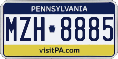 PA license plate MZH8885