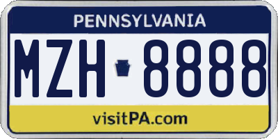PA license plate MZH8888