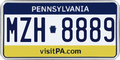 PA license plate MZH8889
