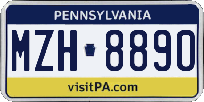 PA license plate MZH8890