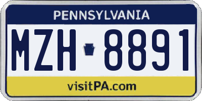 PA license plate MZH8891