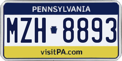 PA license plate MZH8893