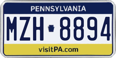 PA license plate MZH8894