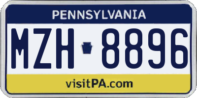 PA license plate MZH8896