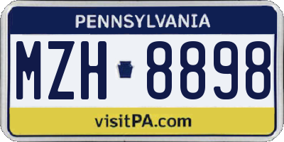 PA license plate MZH8898