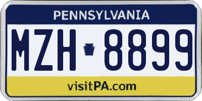 PA license plate MZH8899