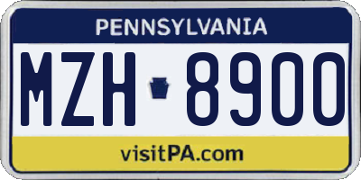 PA license plate MZH8900