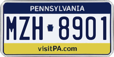 PA license plate MZH8901