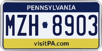 PA license plate MZH8903